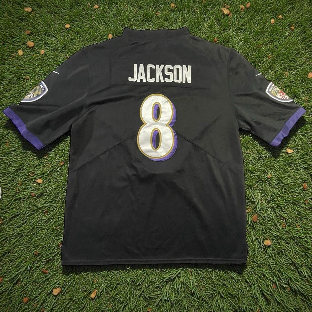 Nike Lamar Jackson #8 NFL Baltimore Ravens Alt Black Stitched Jersey Men’s Large